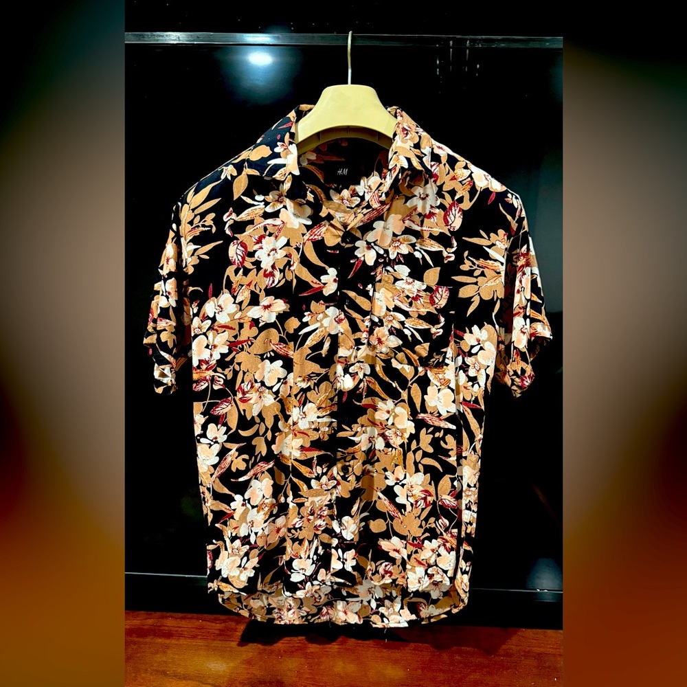 H&M Black and Brown Casual Button Down Shirt